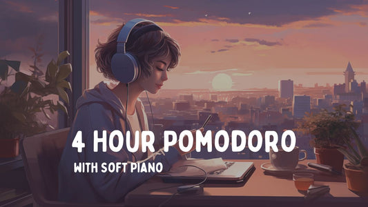 4 Hour Pomodoro | 50-10 Intervals with Soft Piano 🎵